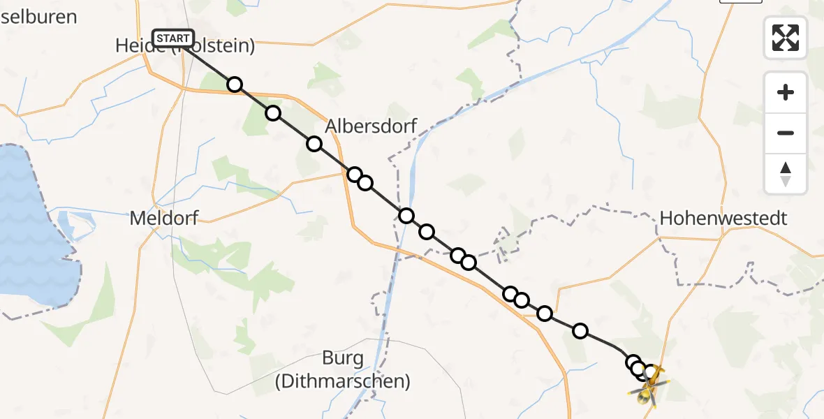Flugroute Rettungshubschrauber Heide - Itzehoe Hungriger Wolf Flugplatz, 08 Juni 2026, 11:44