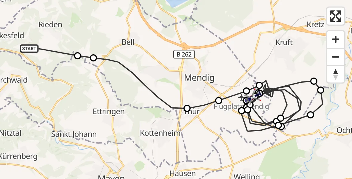Flugroute Polizeihubschrauber Rieden - Flugplatz Mendig, 08 Juni 2026, 12:08
