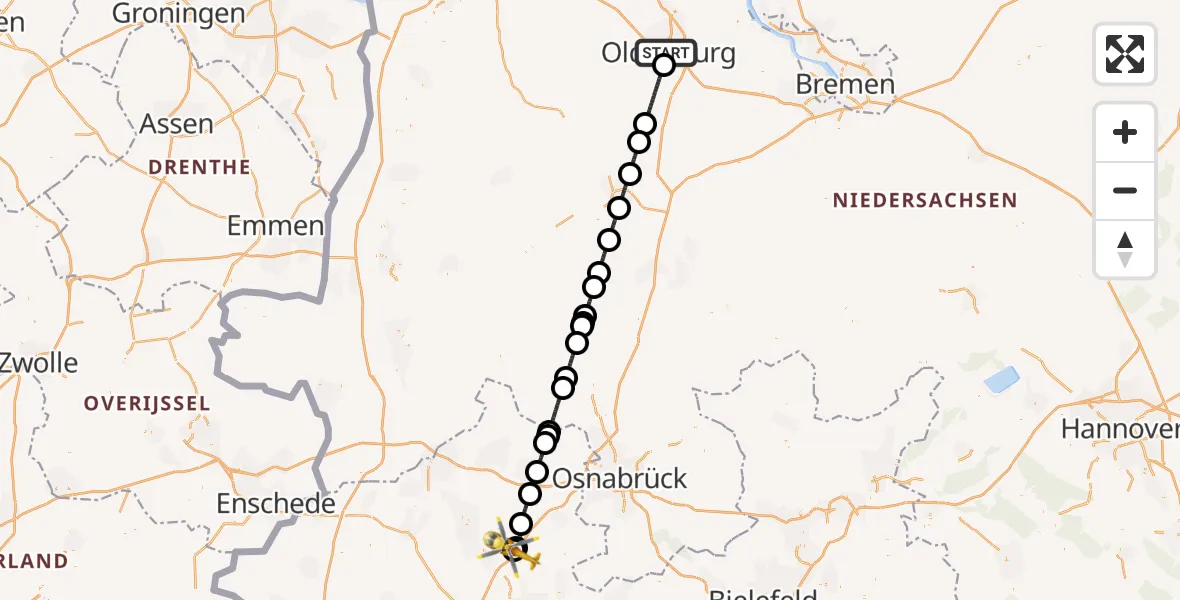 Flugroute Ambulanzhubschrauber Oldenburg (Oldb) - Christoph  Westfalen-ADAC, 08 Juni 2026, 12:23