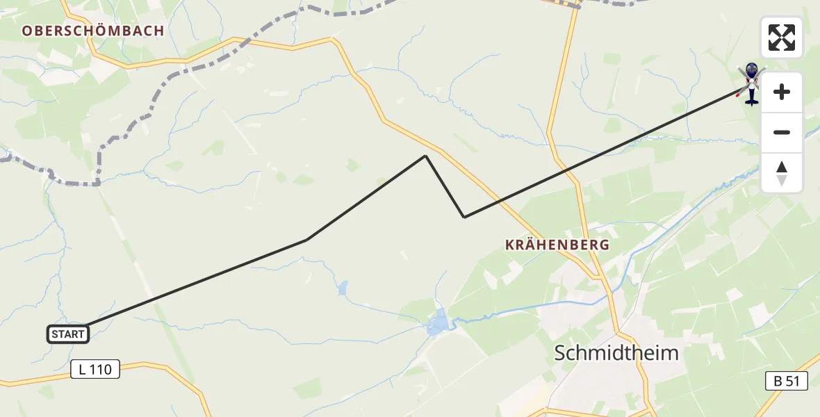 Flugroute Polizeihubschrauber Dahlem - Dahlem, 08 Juni 2026, 12:44