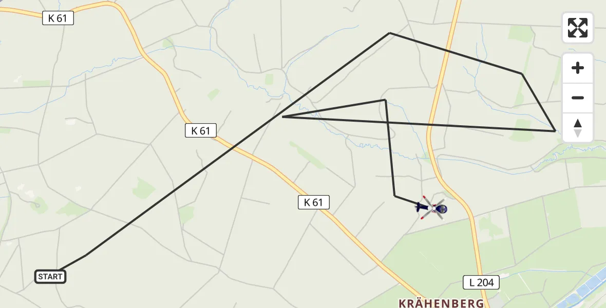 Flugroute Polizeihubschrauber Dahlem - Dahlem, 08 Juni 2026, 12:59