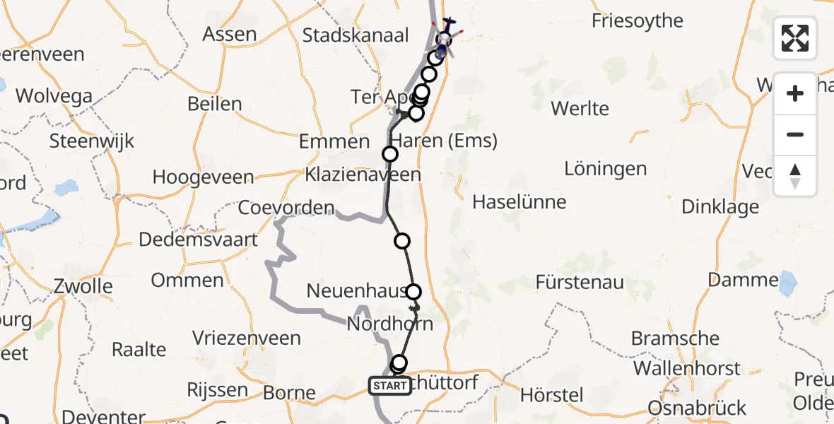 Flugroute Polizeihubschrauber Bad Bentheim - Heede, 08 Juni 2026, 13:12