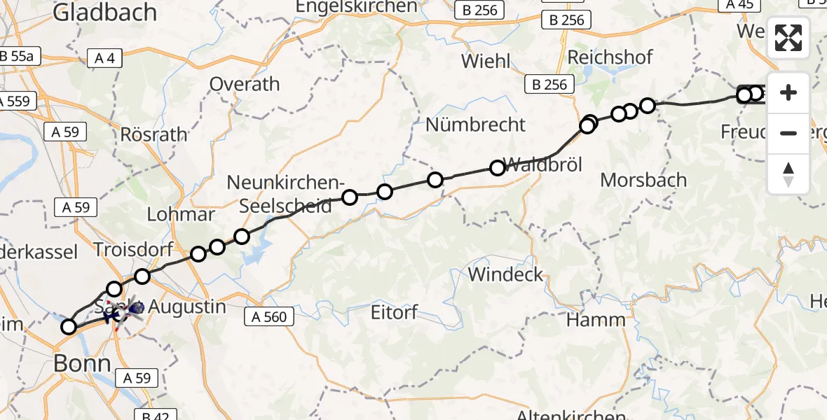 Flugroute Polizeihubschrauber Wenden - Sankt Augustin, 08 Juni 2026, 13:16