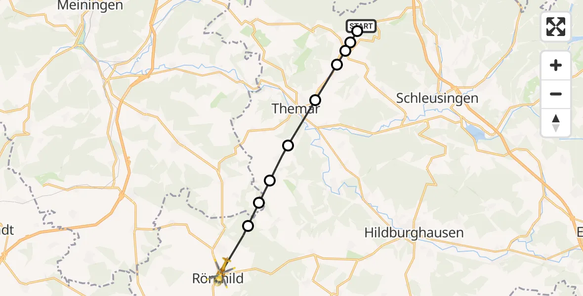 Flugroute Rettungshubschrauber Schleusingen - Römhild, 08 Juni 2026, 13:58