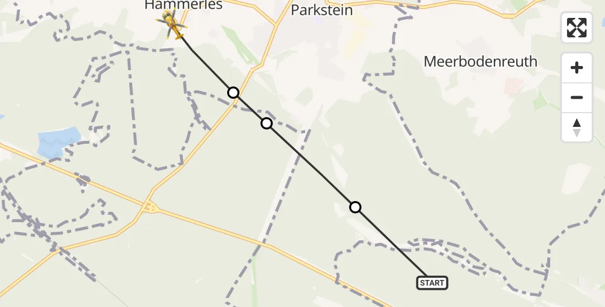 Flugroute Rettungshubschrauber Weiden i.d.OPf. - Parkstein, 08 Juni 2026, 13:59
