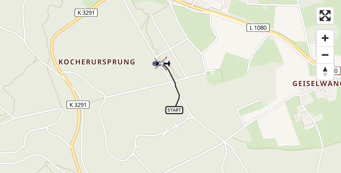 Flugroute Polizeihubschrauber Aalen - Aalen, 08 Juni 2026, 14:49
