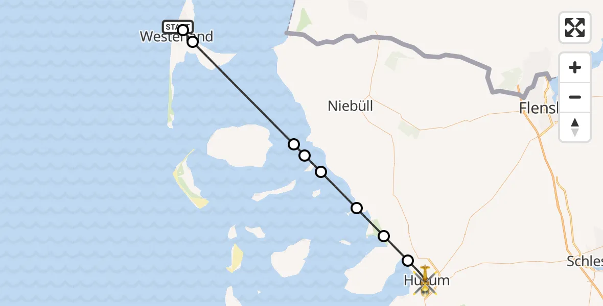 Flugroute Rettungshubschrauber Sylt - Husum, 08 Juni 2026, 15:09