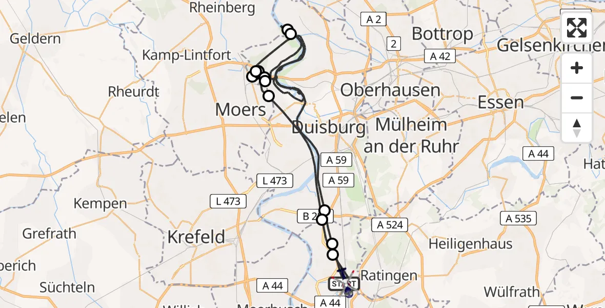 Flugroute Polizeihubschrauber Düsseldorf Flughafen - Düsseldorf Flughafen, 08 Juni 2026, 15:19