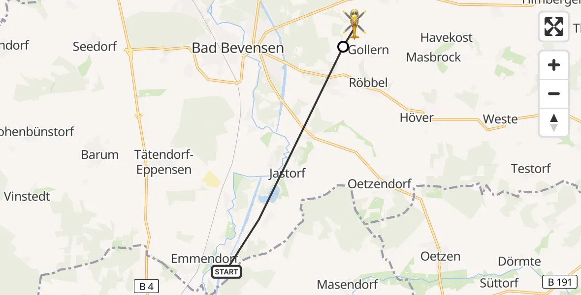 Flugroute Rettungshubschrauber Emmendorf - Bad Bevensen, 08 Juni 2026, 15:58