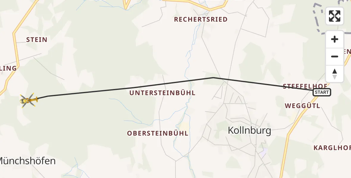 Flugroute Rettungshubschrauber Kollnburg - Kollnburg, 08 Juni 2026, 16:04