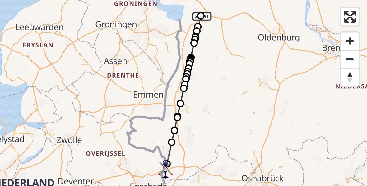 Flugroute Polizeihubschrauber Flugplatz Leer-Papenburg - Bad Bentheim, 08 Juni 2026, 16:14