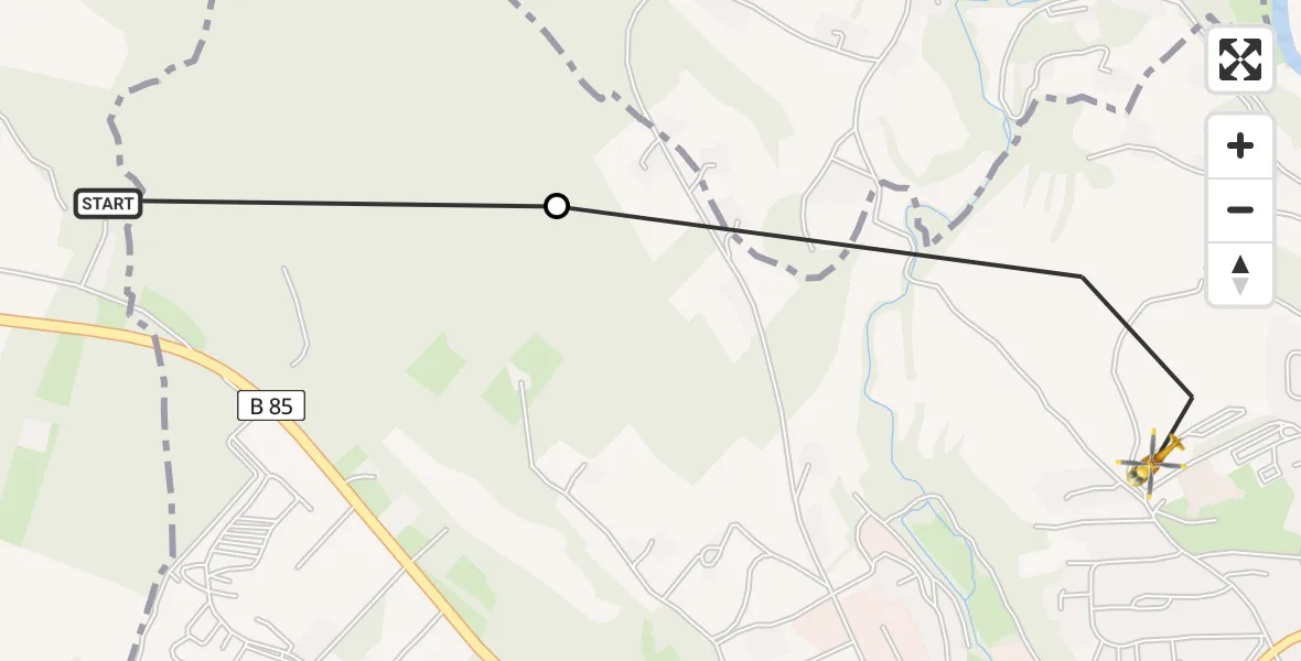 Flugroute Rettungshubschrauber Prackenbach - Viechtach, 08 Juni 2026, 16:50