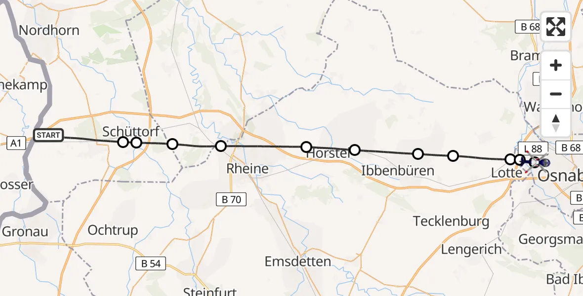 Flugroute Polizeihubschrauber Bad Bentheim - Atterheide Flugplatz, 08 Juni 2026, 17:03