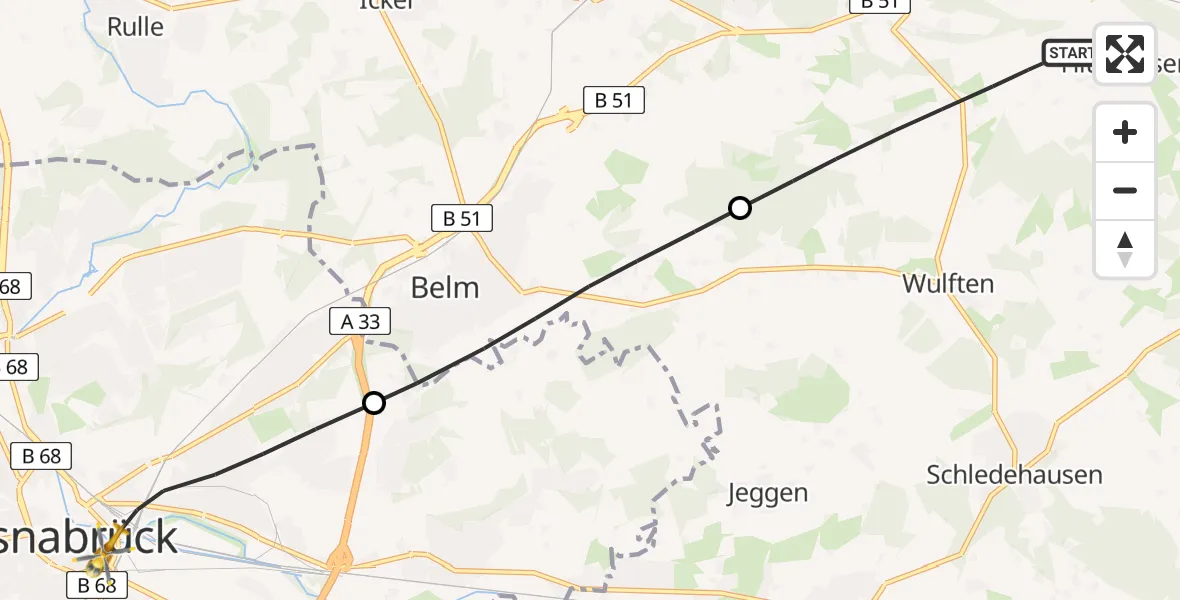 Flugroute Rettungshubschrauber Ostercappeln - Osnabrück, 08 Juni 2026, 17:20