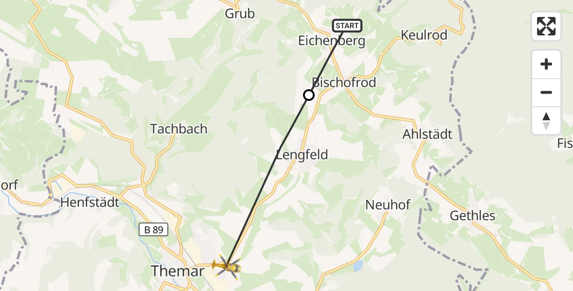 Flugroute Rettungshubschrauber Eichenberg - Themar, 08 Juni 2026, 17:29