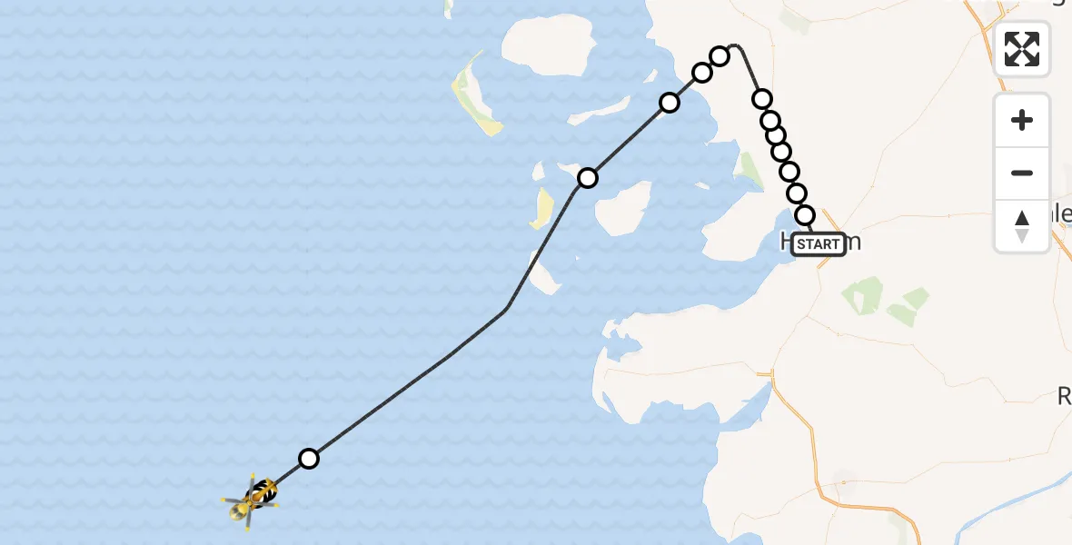 Flugroute Rettungshubschrauber Husum - Helgoland Marinehubschrauberstützpunkt, 08 Juni 2026, 19:12