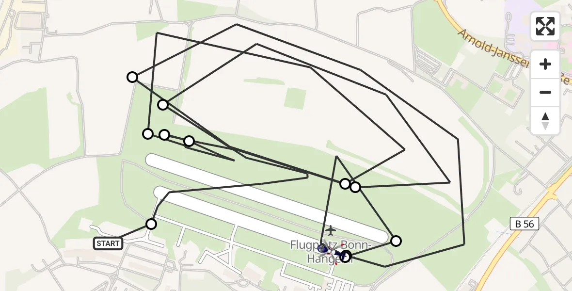 Flugroute Polizeihubschrauber Sankt Augustin - Bonn-Hangelar Flugplatz, 09 Juni 2026, 05:58