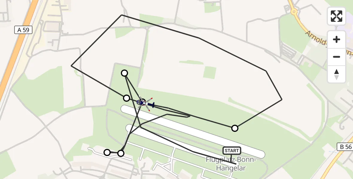 Flugroute Polizeihubschrauber Bonn-Hangelar Flugplatz - Bonn-Hangelar Flugplatz, 09 Juni 2026, 06:20