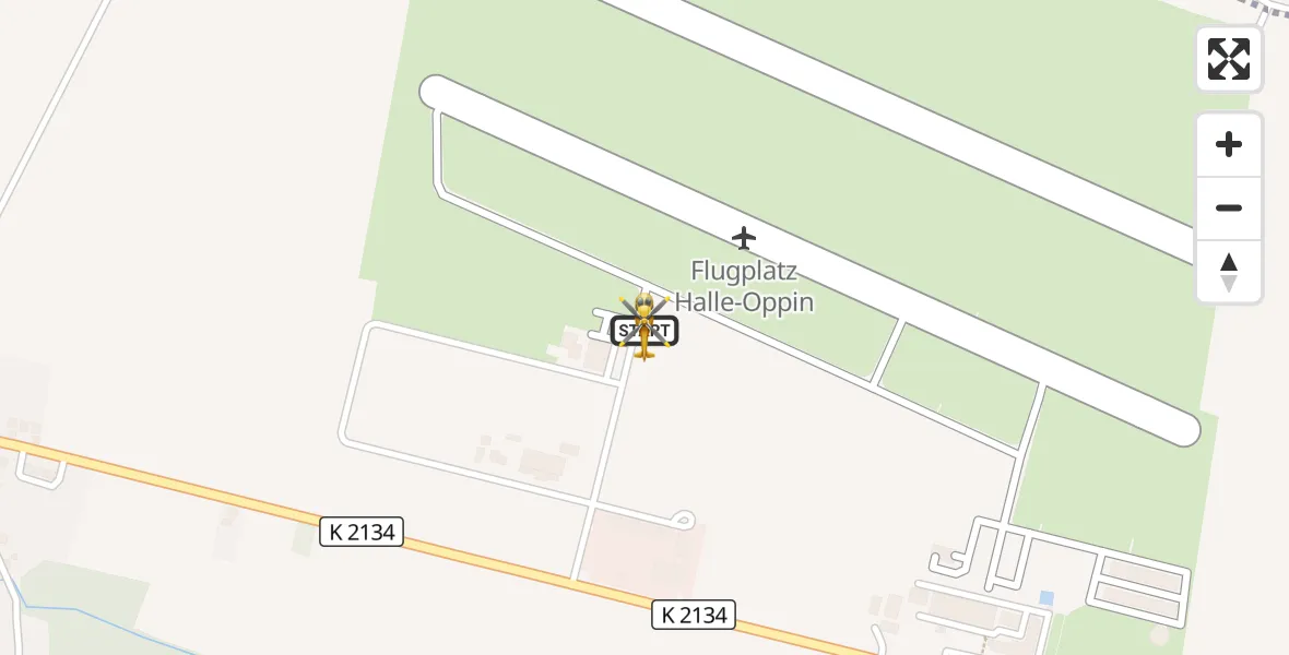 Flugroute Rettungshubschrauber Halle-Oppin Flugplatz - Halle-Oppin Flugplatz, 09 Juni 2026, 07:12