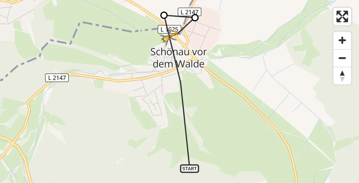 Flugroute Rettungshubschrauber Georgenthal - Georgenthal, 09 Juni 2026, 08:54