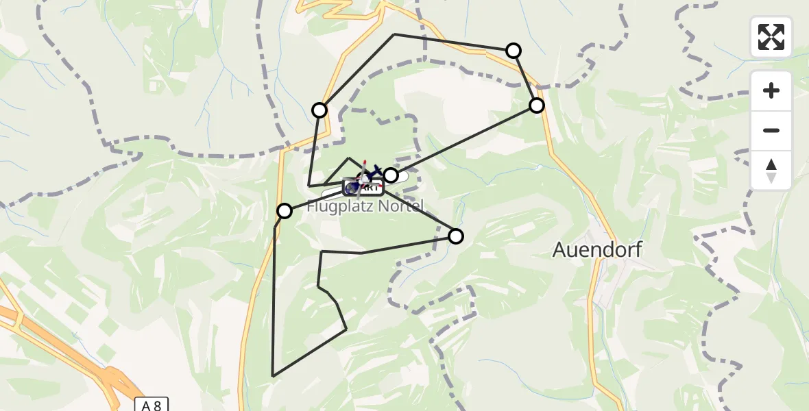 Flugroute Polizeihubschrauber Gruibingen-Nortel Flugplatz - Gruibingen-Nortel Flugplatz, 09 Juni 2026, 09:07