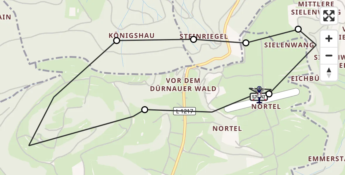 Flugroute Polizeihubschrauber Gruibingen-Nortel Flugplatz - Gruibingen-Nortel Flugplatz, 09 Juni 2026, 09:23