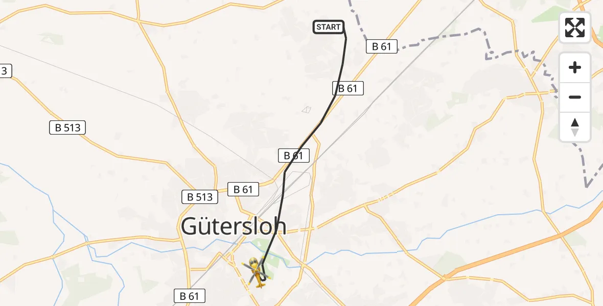 Flugroute Rettungshubschrauber Gütersloh - Gütersloh, 09 Juni 2026, 09:50