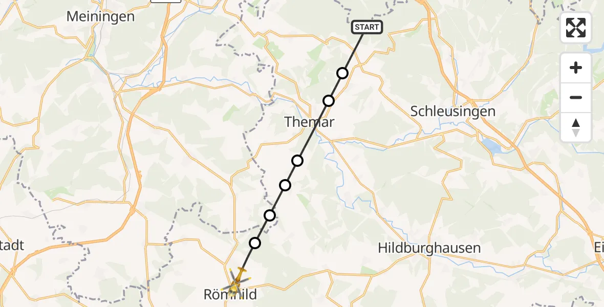 Flugroute Rettungshubschrauber Eichenberg - Römhild, 09 Juni 2026, 09:59