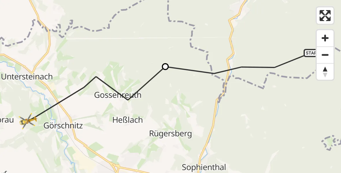 Flugroute Rettungshubschrauber Warmensteinach - Weidenberg, 09 Juni 2026, 11:07