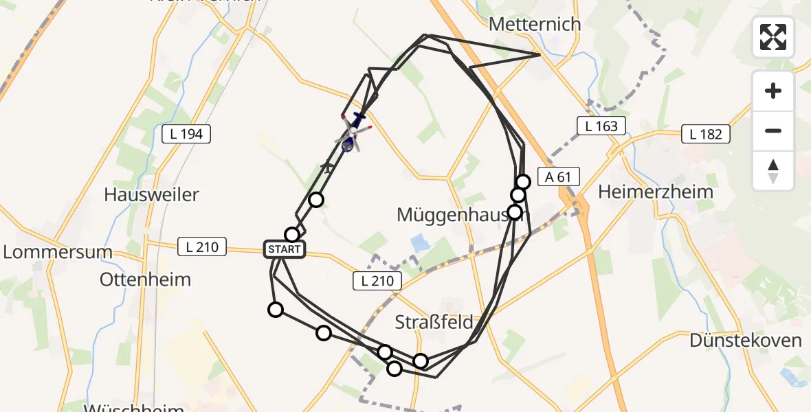Flugroute Polizeihubschrauber Weilerswist - Weilerswist, 09 Juni 2026, 11:57