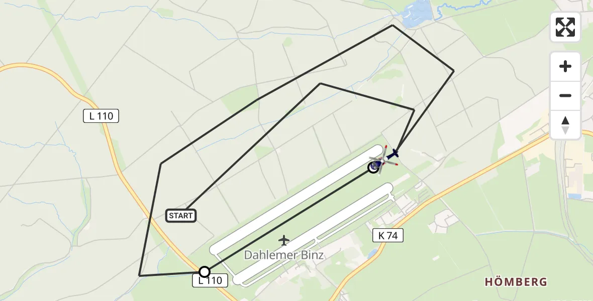 Flugroute Polizeihubschrauber Dahlem - Dahlem, 09 Juni 2026, 12:13