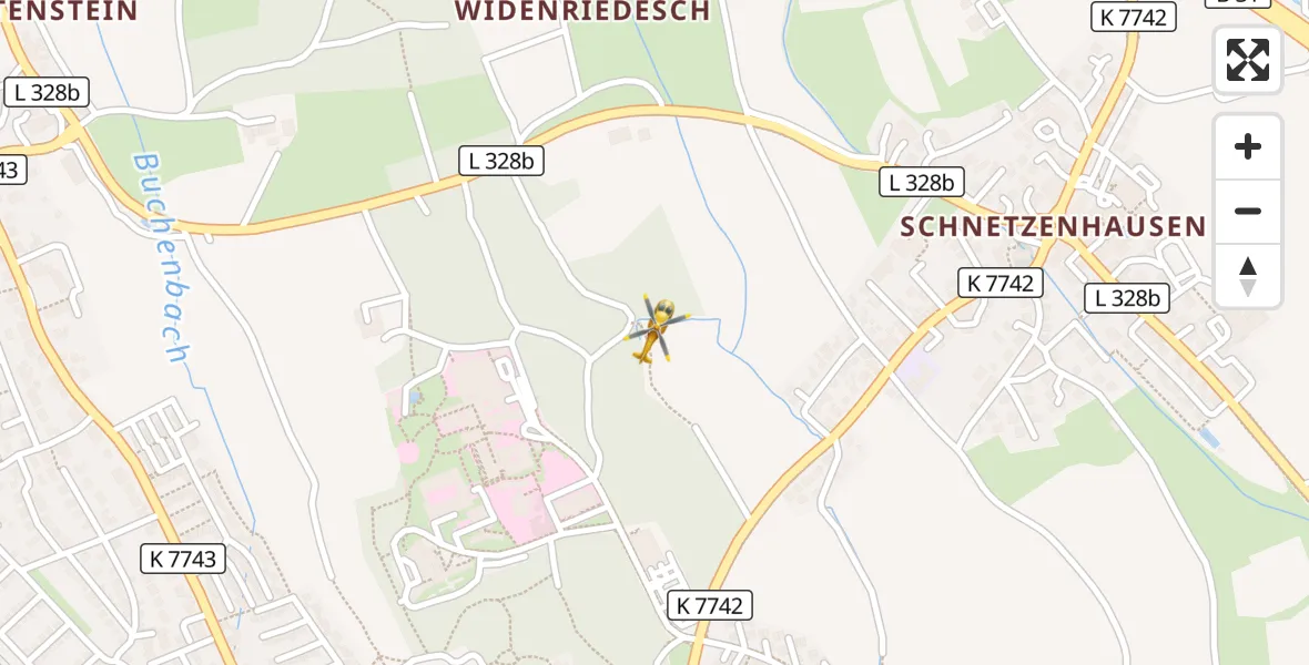 Flugroute Rettungshubschrauber Friedrichshafen Hospital - Friedrichshafen Hospital, 09 Juni 2026, 13:02