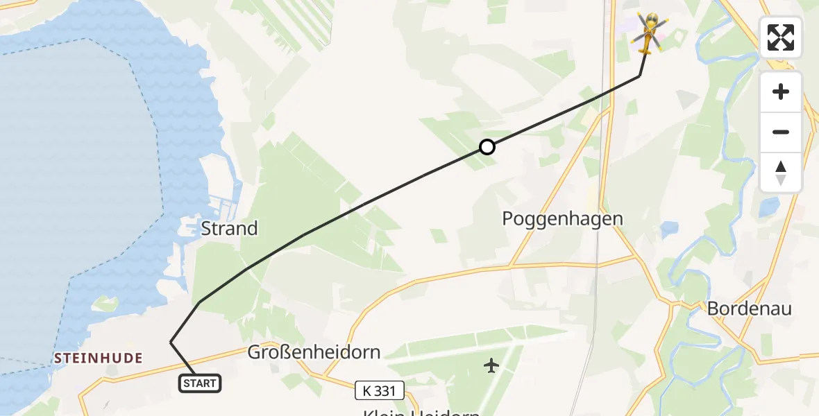 Flugroute Rettungshubschrauber Wunstorf - Neustadt am Rübenberge, 09 Juni 2026, 13:09