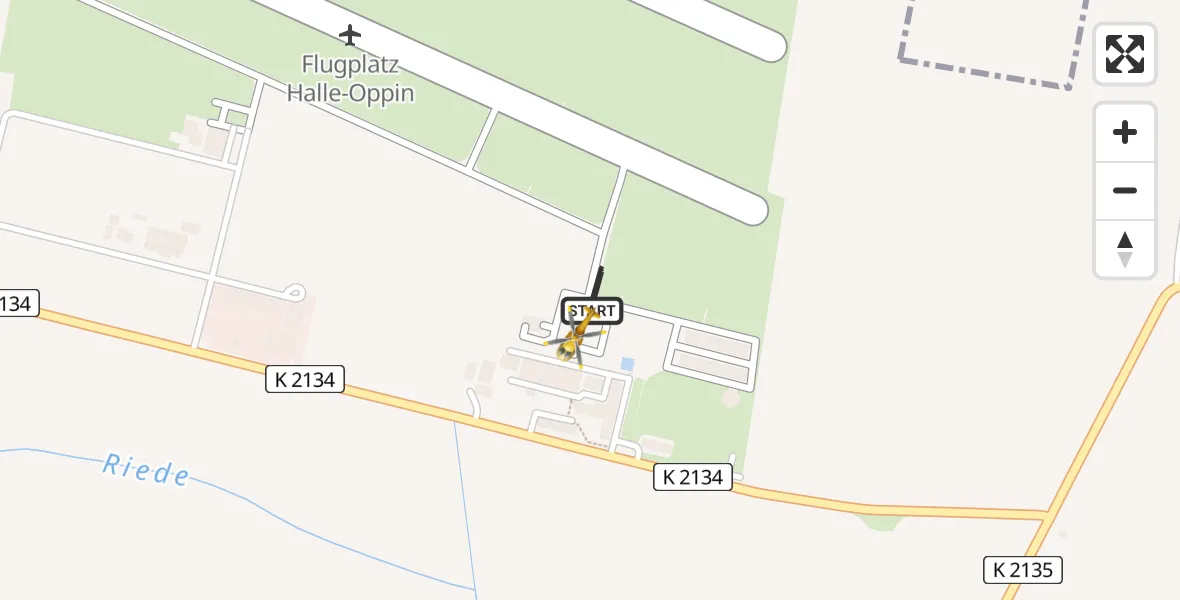 Flugroute Rettungshubschrauber Halle-Oppin Flugplatz - Halle-Oppin Flugplatz, 09 Juni 2026, 13:42