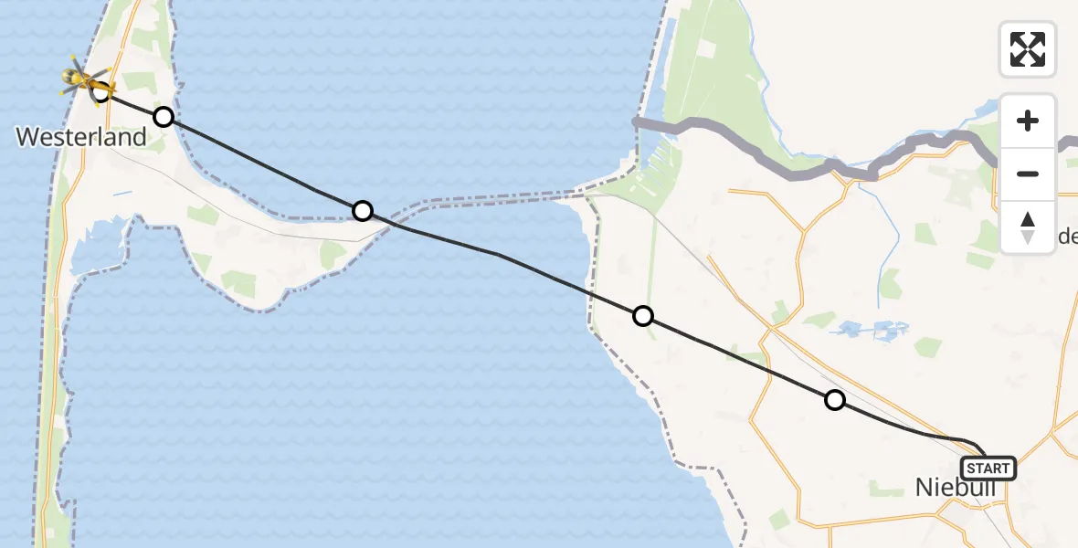 Flugroute Rettungshubschrauber Niebüll - Sylt, 09 Juni 2026, 14:27