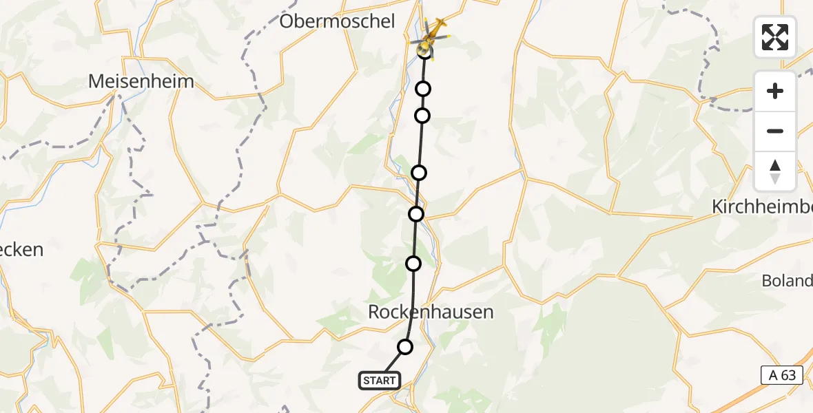 Flugroute Rettungshubschrauber Imsweiler UL - Alsenz, 09 Juni 2026, 16:12