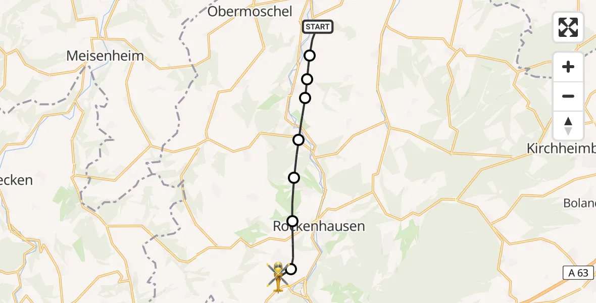 Flugroute Rettungshubschrauber Alsenz - Imsweiler UL, 09 Juni 2026, 17:56
