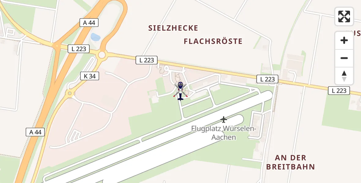 Flugroute Polizeihubschrauber Aachen-Merzbrück Flughafen - Aachen-Merzbrück Flughafen, 09 Juni 2026, 17:56