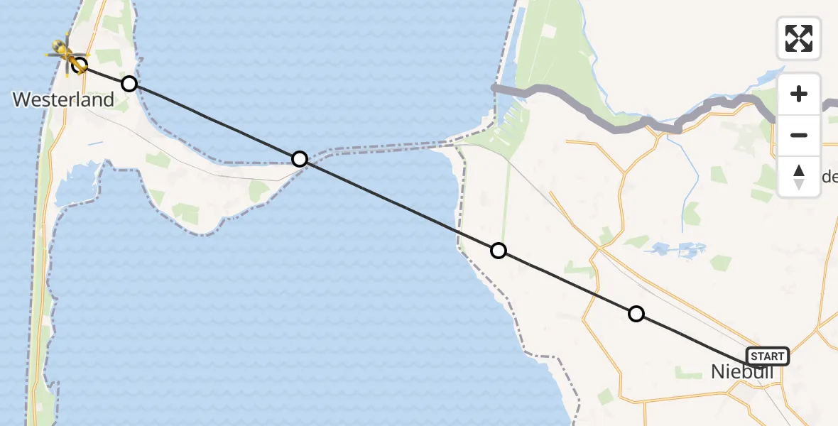 Flugroute Rettungshubschrauber Niebüll - Sylt, 09 Juni 2026, 19:41