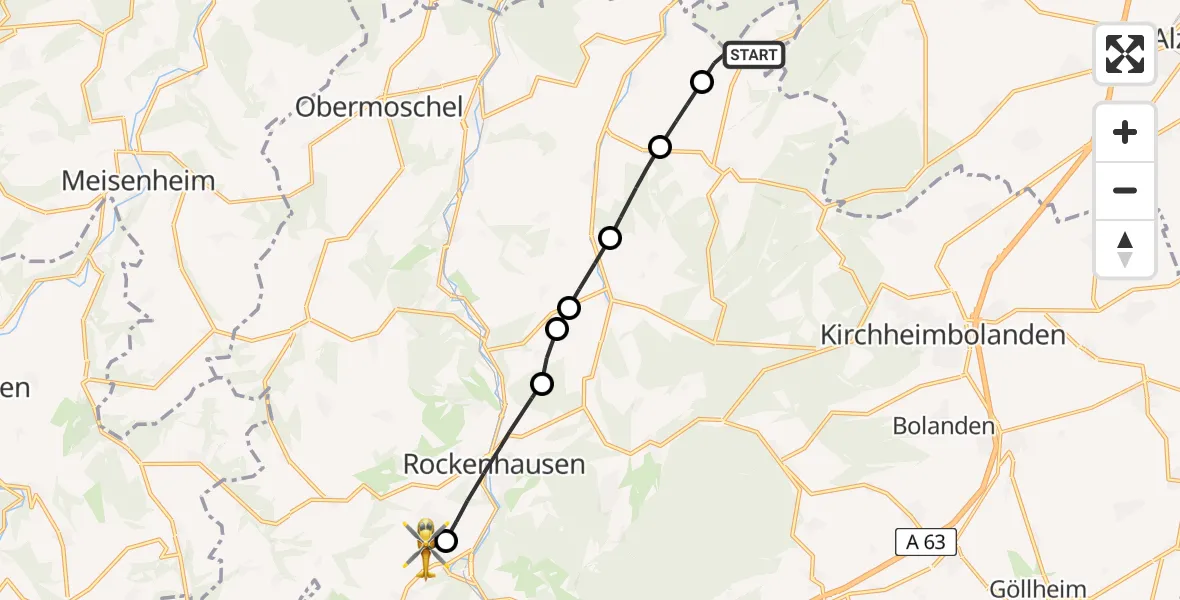 Flugroute Rettungshubschrauber Mörsfeld - Imsweiler UL, 09 Juni 2026, 19:49