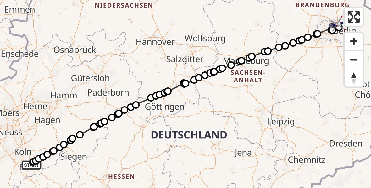Flugroute Polizeihubschrauber Sankt Augustin - Ahrensfelde, 10 Juni 2026, 04:33