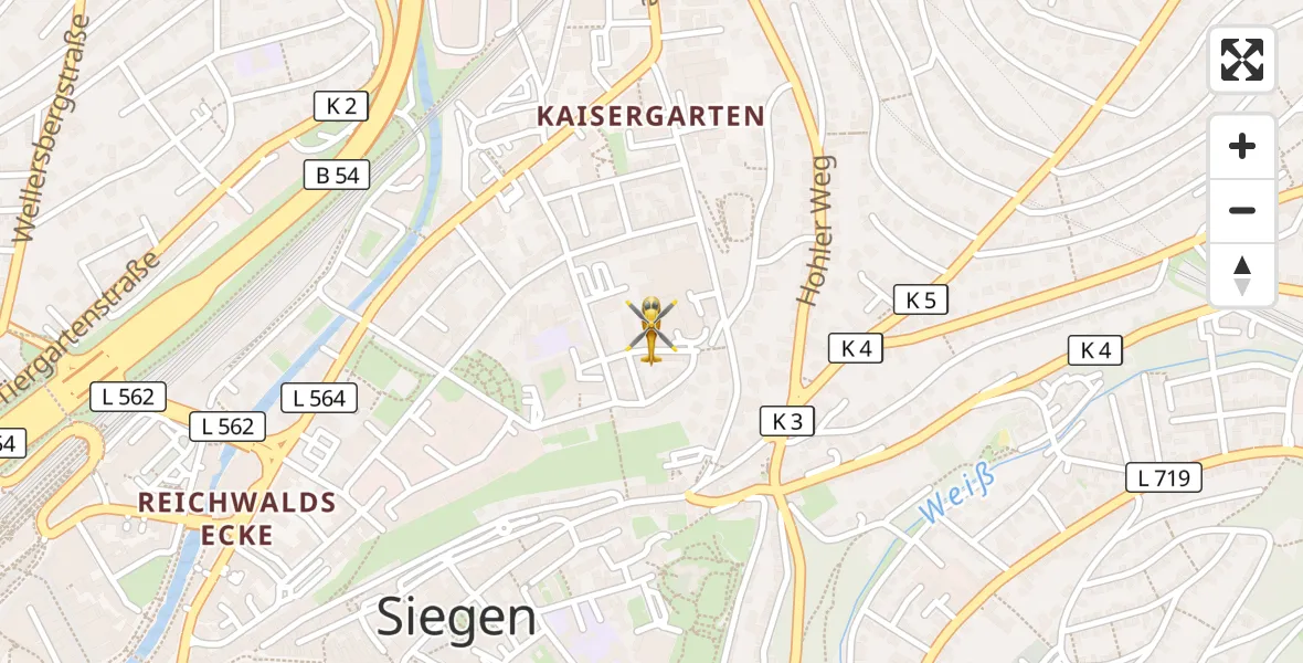 Flugroute Rettungshubschrauber Marien Hospital Siegen - Marien Hospital Siegen, 10 Juni 2026, 06:52