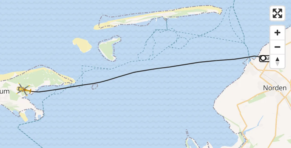 Flugroute Ambulanzhubschrauber Norden - Noordzee, 10 Juni 2026, 07:11