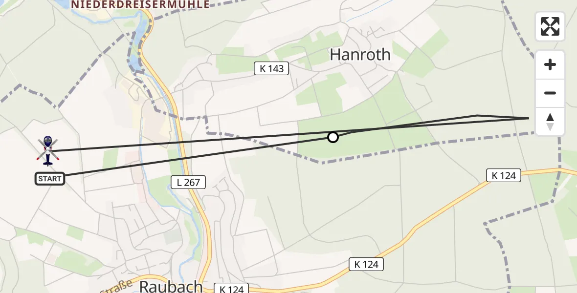 Flugroute Polizeihubschrauber Raubach - Raubach, 10 Juni 2026, 08:15