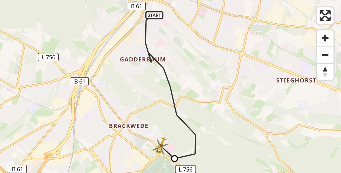 Flugroute Rettungshubschrauber Bielefeld - Luftrettungszentrum Bielefeld, 10 Juni 2026, 08:15