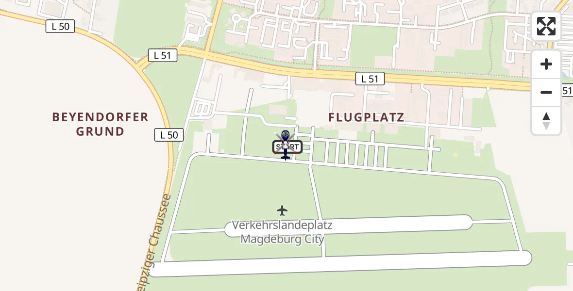 Flugroute Polizeihubschrauber Magdeburg City Flugplatz - Magdeburg City Flugplatz, 10 Juni 2026, 08:26