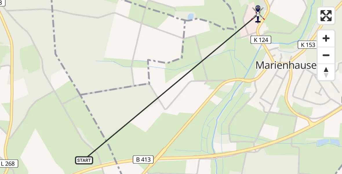Flugroute Polizeihubschrauber Dierdorf - Marienhausen, 10 Juni 2026, 08:27