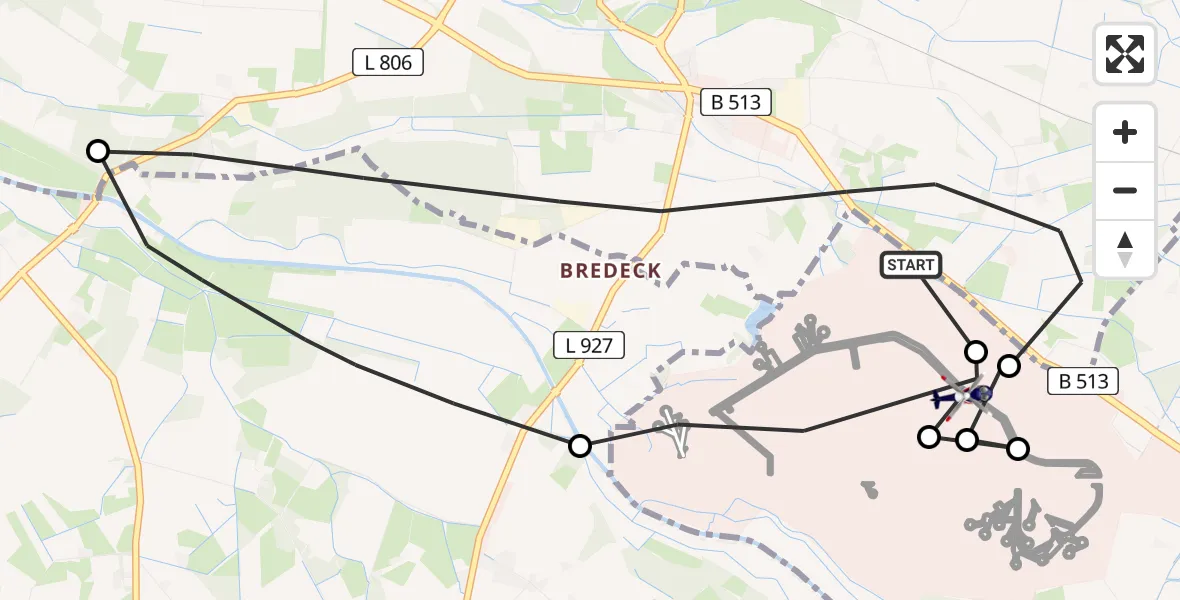 Flugroute Polizeihubschrauber Harsewinkel - Gütersloh, 10 Juni 2026, 08:30