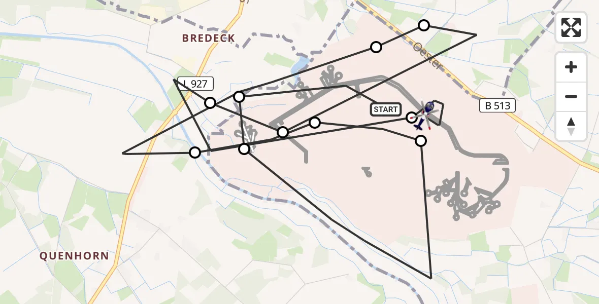 Flugroute Polizeihubschrauber Gütersloh - Gütersloh, 10 Juni 2026, 08:39