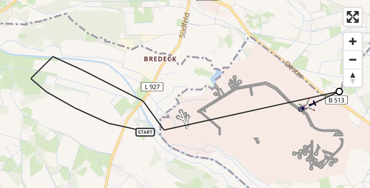 Flugroute Polizeihubschrauber Herzebrock-Clarholz - Gütersloh, 10 Juni 2026, 09:04